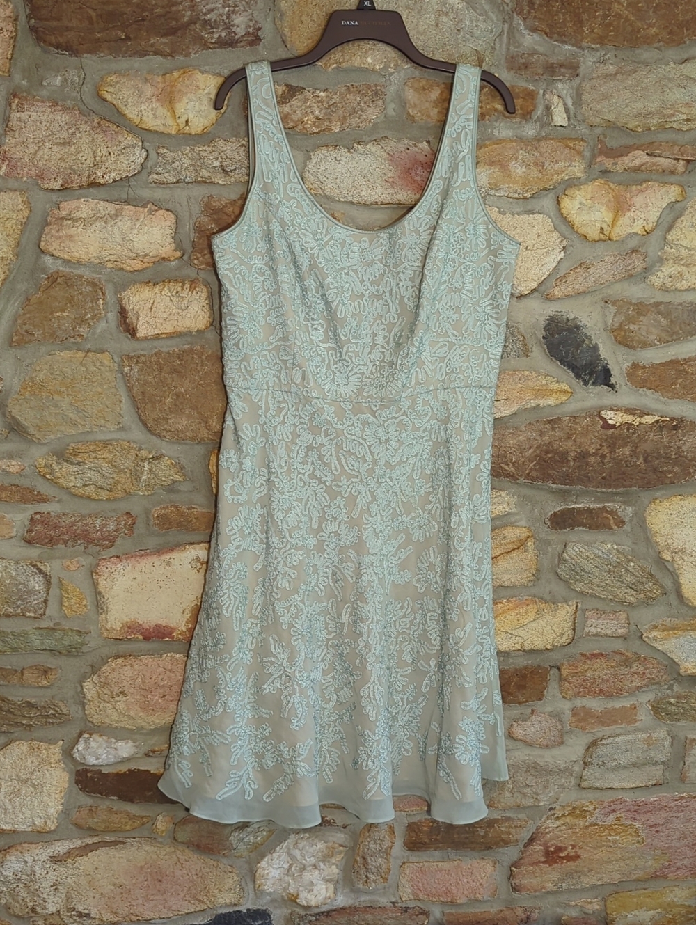 Talbots Pure Silk Pale Mint Lace Midi Dress